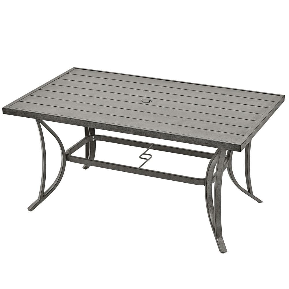 Modique Rectangle Outdoor Aluminum Dining Table with Umbrella Hole price history on PriceWatchPro