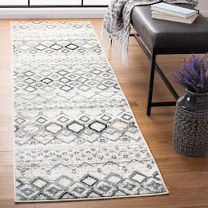 Amsterdam Ivory/Gray 2 ft. x 20 ft. Multi-Diamonds Chevron Runner Rug