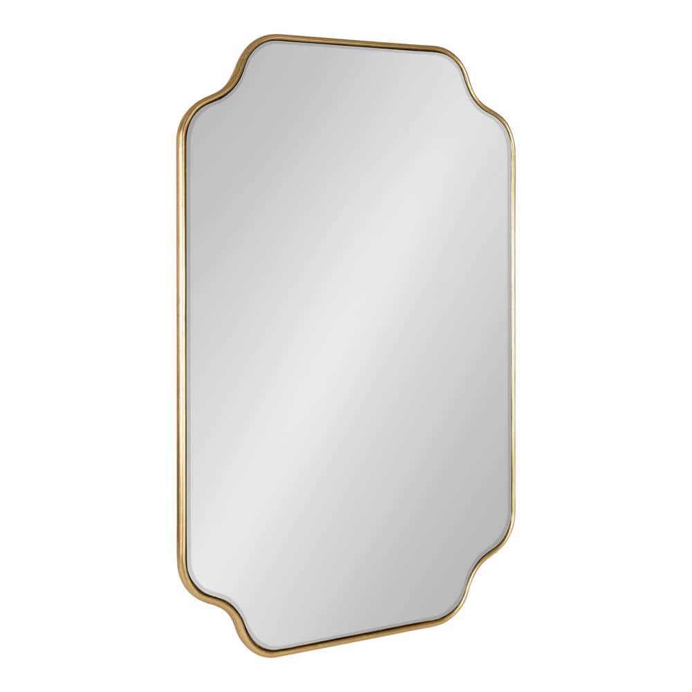 Gold Scalloped Rectangular Wood Wall Mirror 24" x 36"