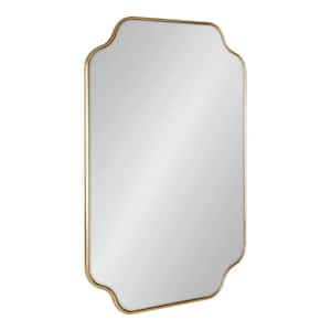 Plumley 36 in. H x 24 in. W Glam Irregular Framed Scalloped Gold Wall Mirror