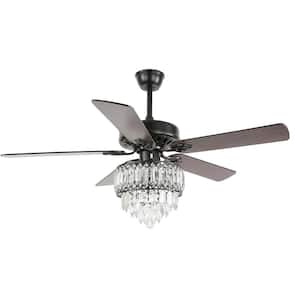 52 in. Indoor Crystal Black Finish Ceiling Fan with Reversible Blades with Remote Control