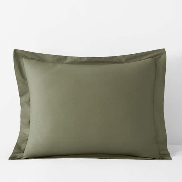 Company Cotton Olive Green Cotton Percale Standard Sham