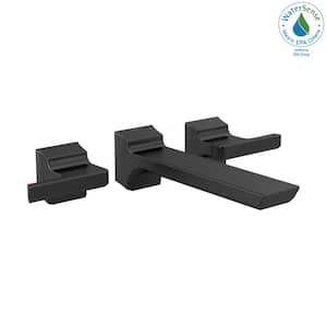 Pivotal 2-Handle Wall-Mount Bathroom Faucet Trim Kit in Matte Black (Valve Not Included)