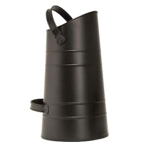 11.5 in. Dia Black Galvanized Steel Round Pellet Scuttle with Handle