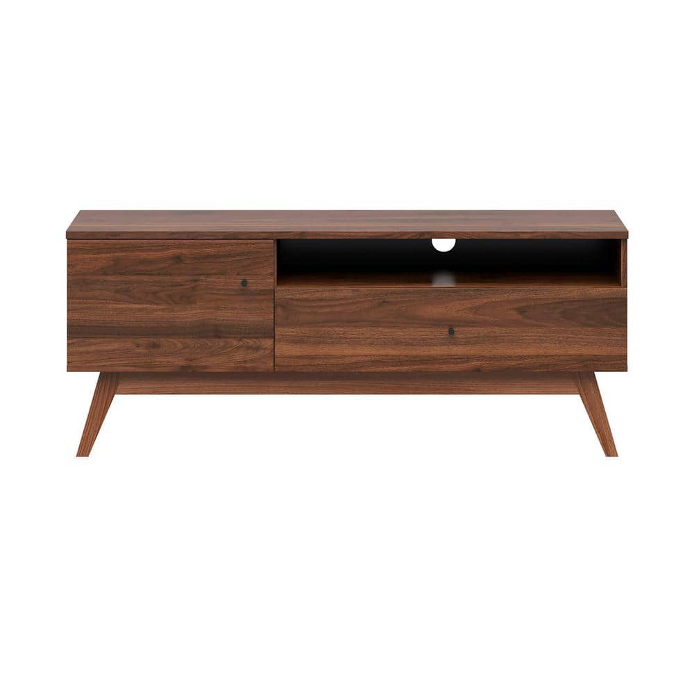 Black Walnut 53" TV Stand with Cabinet and Drawer