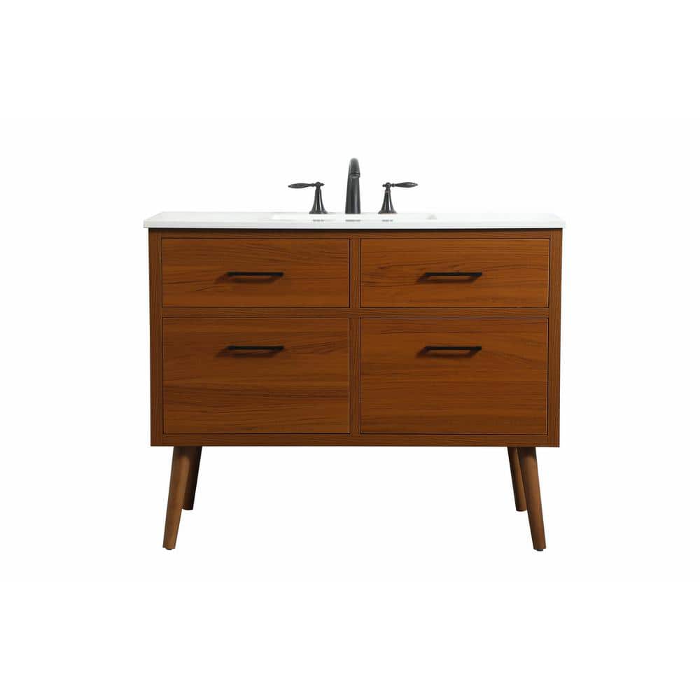 Simply Living 42 in. W x 22 in. D x 33.5 in. H Bath Vanity in Teak with Ivo