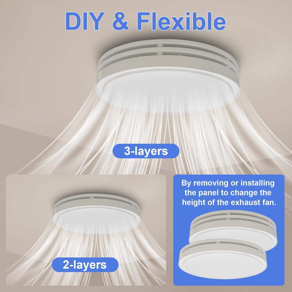 White Round Ceiling Mount Bathroom Exhaust Fan with LED Light