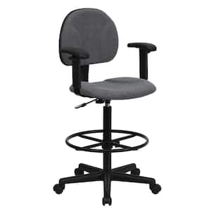 Fabric Adjustable Height Ergonomic Drafting Chair in Gray
