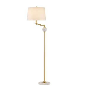 61.5 in. Antique Brass Marble Arc Floor Lamp with Swing Arm