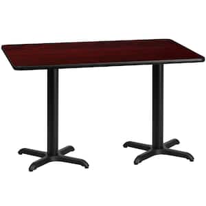 30 in. x 60 in. Rectangular Mahogany Laminate Table Top with 22 in. x 22 in. Table Height Bases