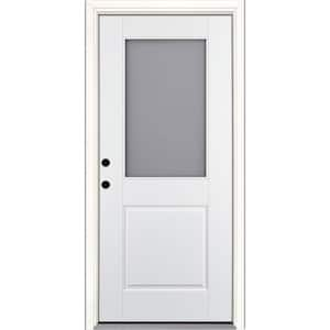 Smart Glass 36 in. x 80 in. Right Hand Inswing 1/2-Lite Smooth Unfinished Fiberglass Prehung Front Door