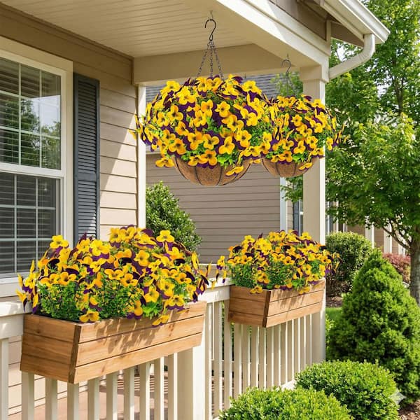 18.9 in. Purple Yellow Other Indoor/Outdoor Hanging Artificial