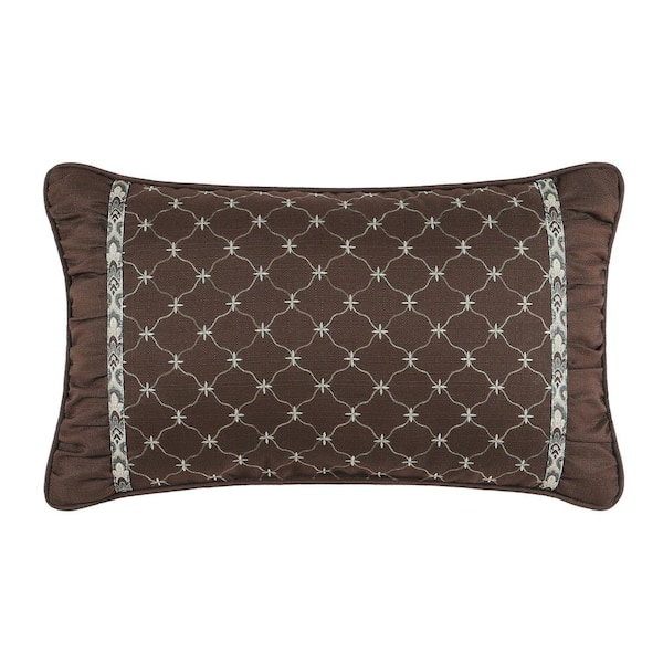 J QUEEN NEW YORK INC Maren Chocolate Polyester Geometric Boudoir Decorative Throw Pillow 12 In. L X 20 In. W