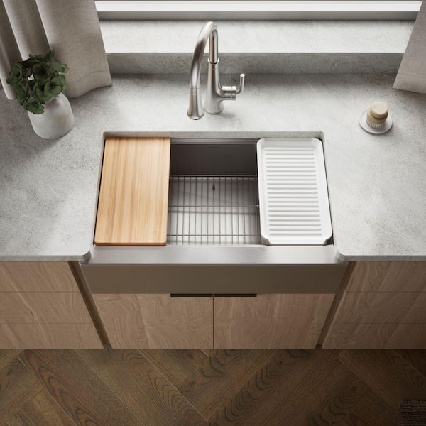 Strive 32-1/2 in. Undermount Single Bowl Stainless Steel Workstation Kitchen Sink