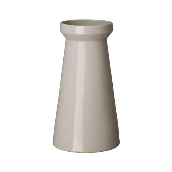 Emissary Vic 15.5 in. H Round Ceramic Vase in Gray