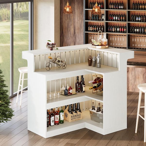 Reviews for BYBLIGHT Kearsten 43.31 in. H White L-Shaped Bar Table