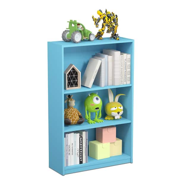 Furinno 40.3 in. Light Blue Wood 4-shelf Standard Bookcase with Adjustable Shelves