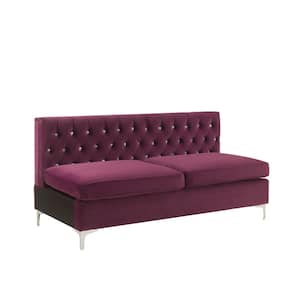 Amelia 69 in. Armless Velvet Rectangle Sofa in Burgundy