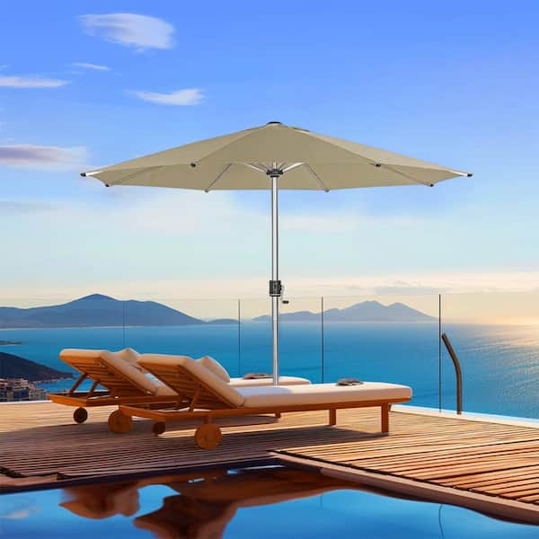 10ft solar patio umbrella 10 Ft Outdoor Powered Led Lighted Sun Shade Market Waterproof 8 Ribs Umbrella With Crank And Cross Base For Garden Deck Backyard and weather 10FT Solar-Powered LED Outdoor Patio