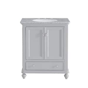 Simply Living 30 in. W x 21 in. D x 35 in. H Bath Vanity in Light Grey with Cashmere White Granite Top