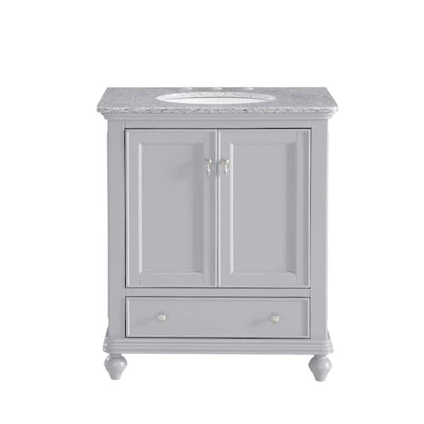 Unbranded Simply Living 30 in. W x 21 in. D x 35 in. H Bath Vanity in Light Grey with Cashmere White Granite Top