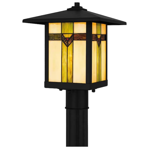 Home Decorators Collection Sumner 1-Light Black Steel Hardwired Outdoor Weather Resistant Post Light with No Bulbs Included