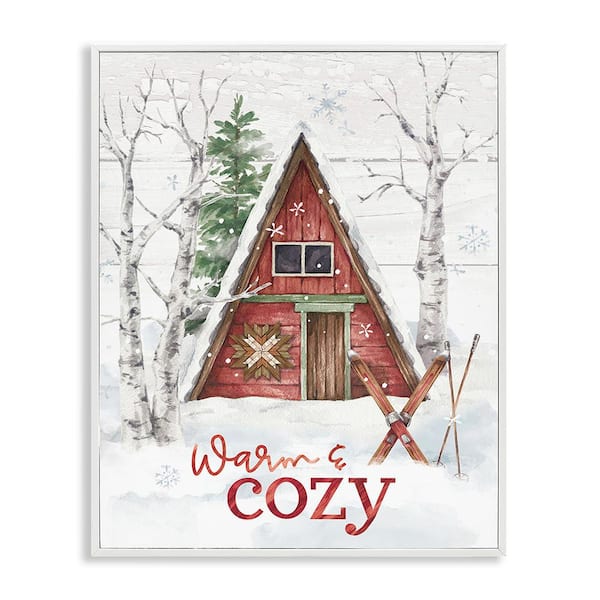 Stupell Industries Warm and Cozy Cabin by Courtney Morgenstern 1 Piece Framed Graphic Print Typography Poster Art Print 30 in. x 24 in.