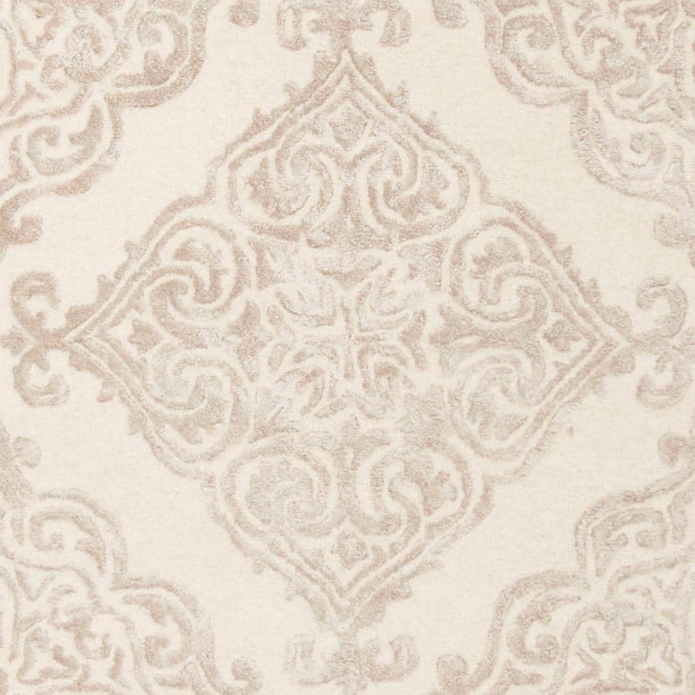 Elegant Ivory & Beige Hand-Tufted Wool Area Rug 8' x 10'