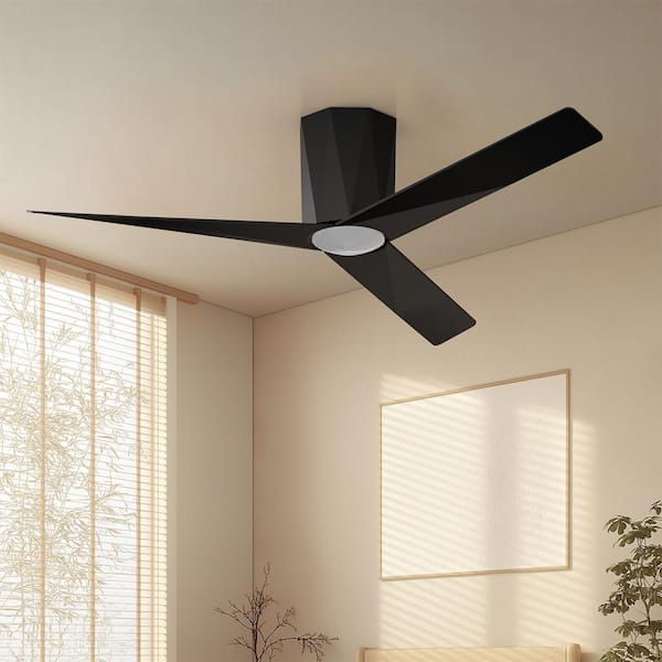QRMOK Z3 52 in. Indoor Black Ceiling Fan with Dimmable LED