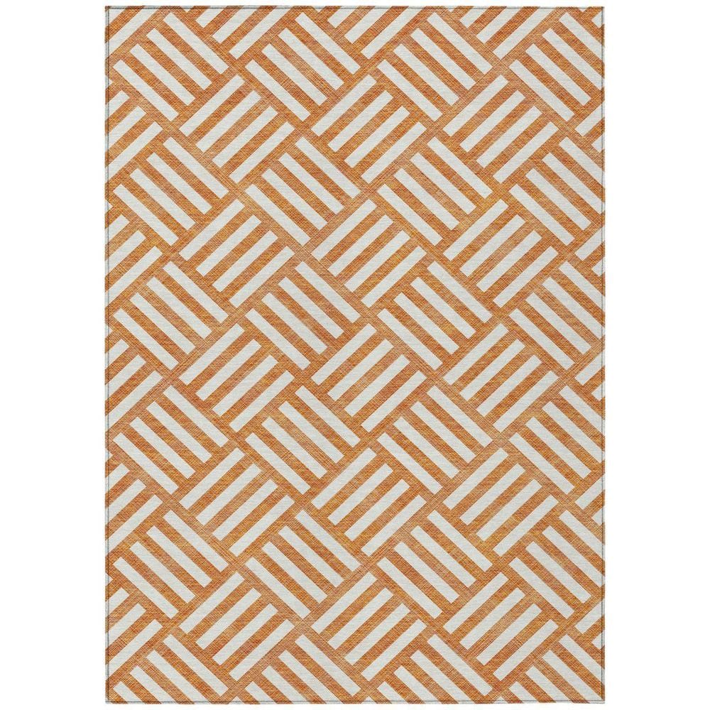 Orange, Ivory 3 ft. x 5 ft. Woven Geometric Polyester Rectangle Indoor/Outdoor Area Rug price history on PriceWatchPro