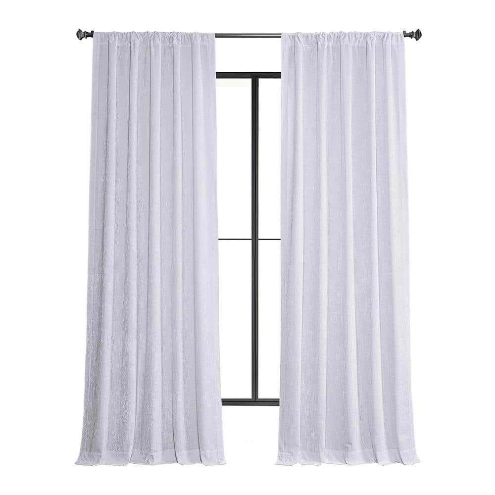 Exclusive Fabrics & Furnishings Pearl White Lush Crush Velvet 50 in. W x 108 in. L - Rod Pocket Room Darkening Curtains (Single Panel)