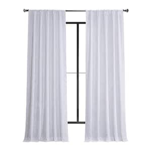 Pearl White Lush Crush Velvet 50 in. W x 108 in. L - Rod Pocket Room Darkening Curtains (Single Panel)