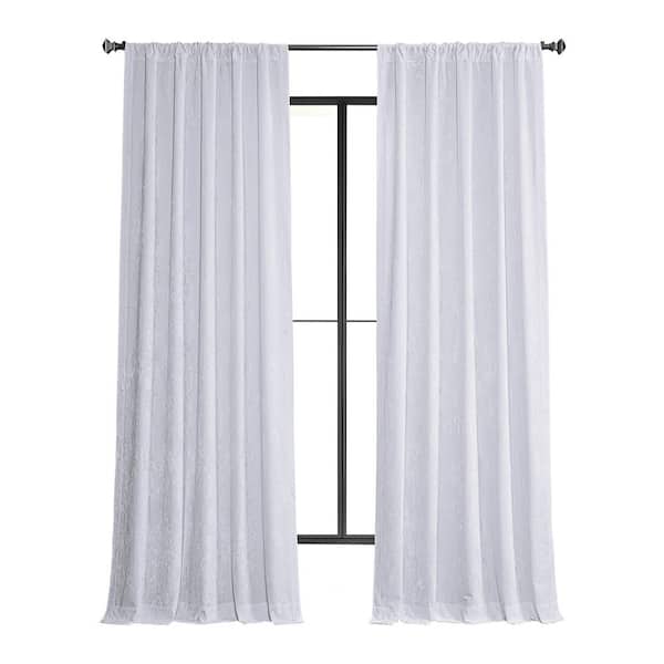 Pearl White Lush Crush Velvet 50 in. W x 96 in. L - Rod Pocket Room Darkening Curtains (Single Panel)