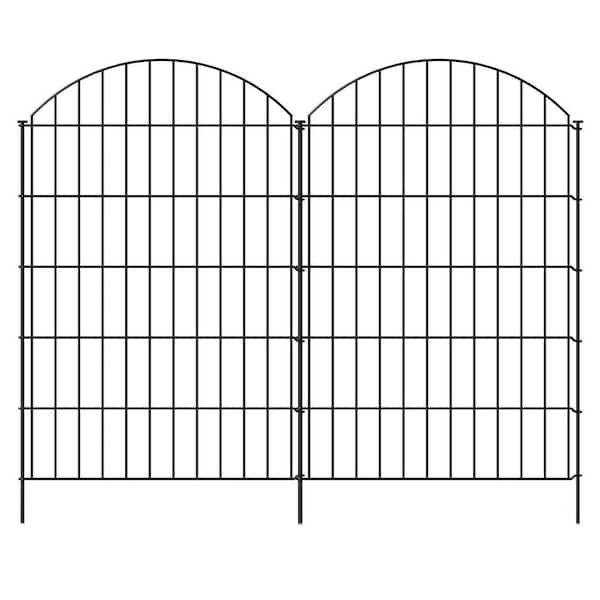 42 in. Metal Garden Fence Animal Barrier 10 Panels 11 Stakes No Dig Yard Flower Bed Lawn Patio Outdoor Black