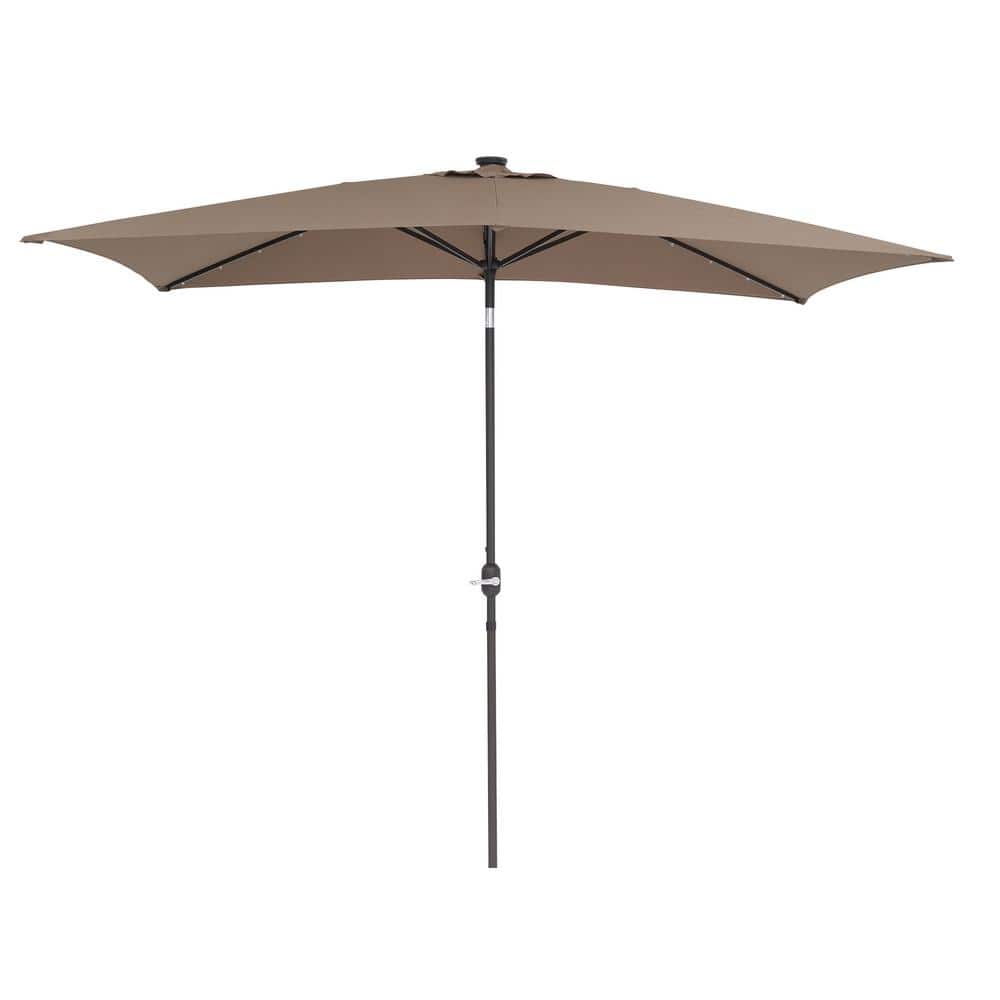 10 ft. x 6.5 ft. Steel Outdoor Solar LED Lighted Patio Market Umbrella with