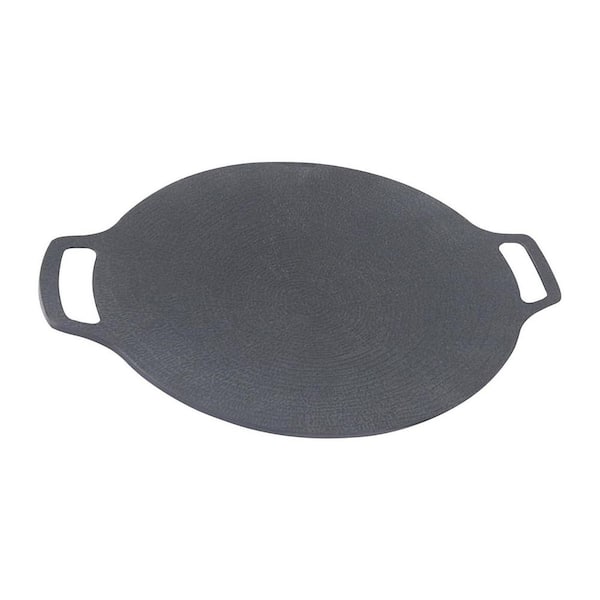 Volcanic Rock Nonstick 13.4 in. Aluminum Grill Pan for Indoor Outdoor BBQ, Healthy Easy Clean, Black