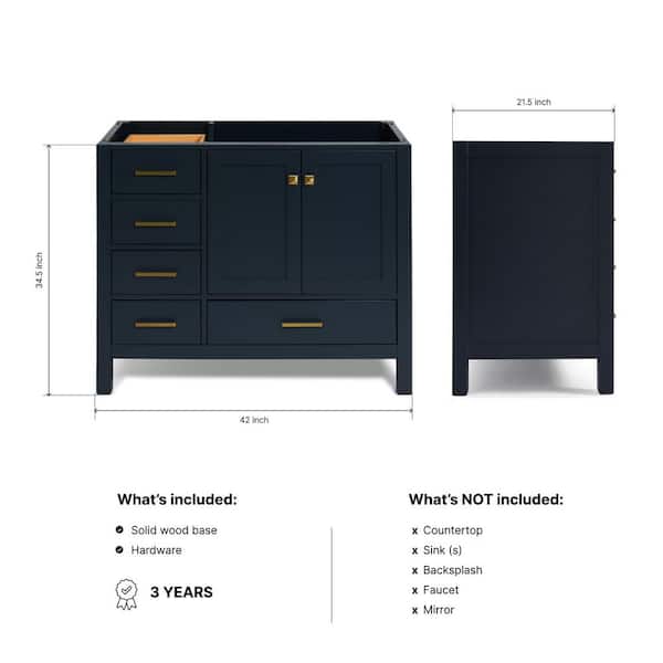 Cambridge 42 in. W x 21.5 in. D x 34.5 in. H Freestanding Bath Vanity Cabinet Only in Midnight Blue