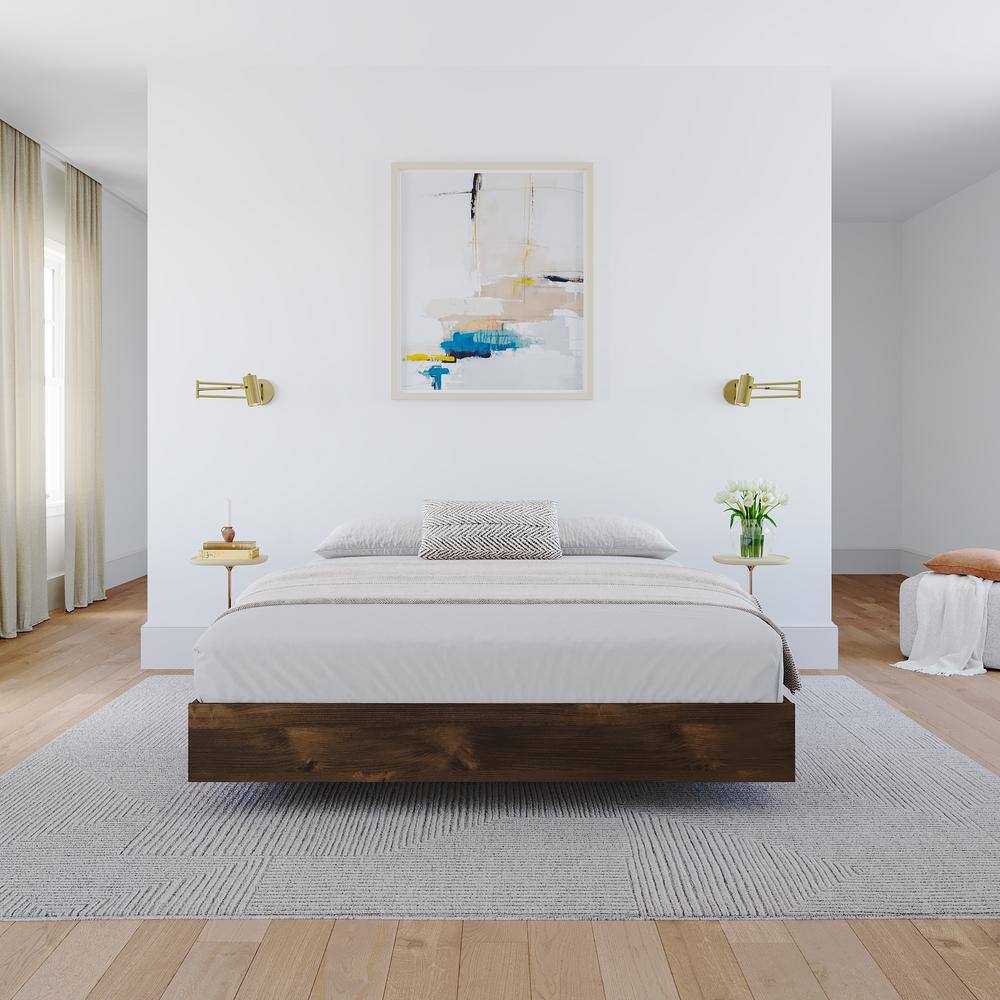 Nexera Elegance Queen Platform Bed in Truffle Brown with Floating Design