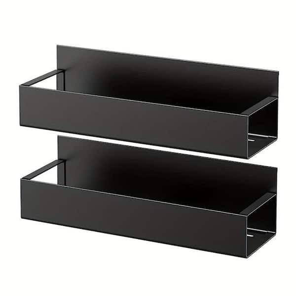 Lynzavix 2-Pieces Black Strong Magnetic Spice Rack Seasoning Storage Shelf for Refrigerator Microwave Spice Storage Holder