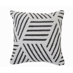 Homely Black / White Abstract Striped Soft Poly-fill 20 in. x 20 in. Indoor Throw Pillow