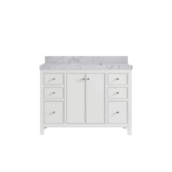 Willow Collections Chicago 48 in. Single Sink Freestanding White Bath Vanity with Venatino Qt. Top Unassembled