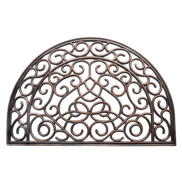 Moulded Vines Half-round Rubber Bronze 24in. x 36in. Rubber Door Mat