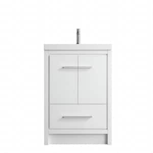 Single Sink Bath Vanity in White with White Ceramic Top 23.74 in. x 19.7 in. D x 35 in. H