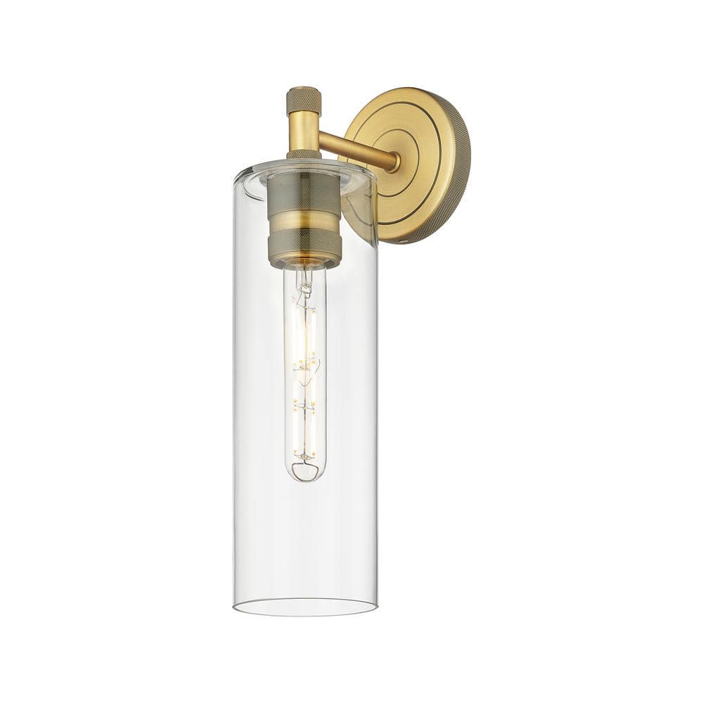 Crown Point 3.88 in. 1-Light Brushed Brass Wall Sconce with Glass Shade price history on PriceWatchPro