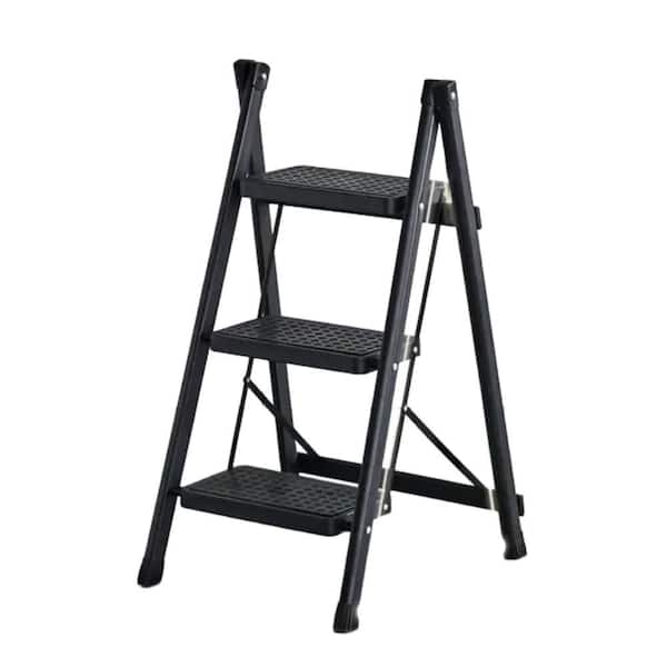 3 ft. Iron Portable Step Stool (6 ft. Reach) with Anti-Slip Wide Pedals, 330 lb. Load Capacity Type IA Duty Rating