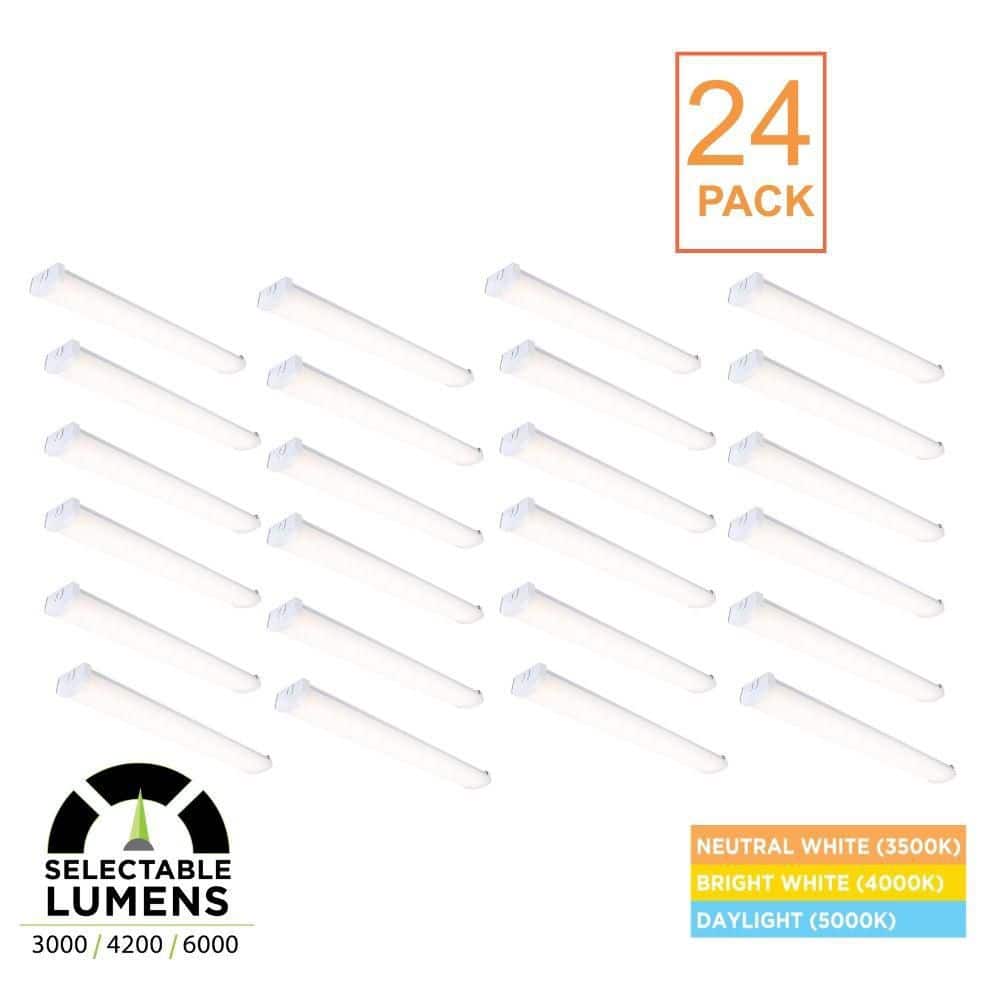 4 ft. x 6 in. 3000/4200/6000 Lumens Integrated LED Commercial White Wraparound Light Selectable (24-Pack) price history on PriceWatchPro