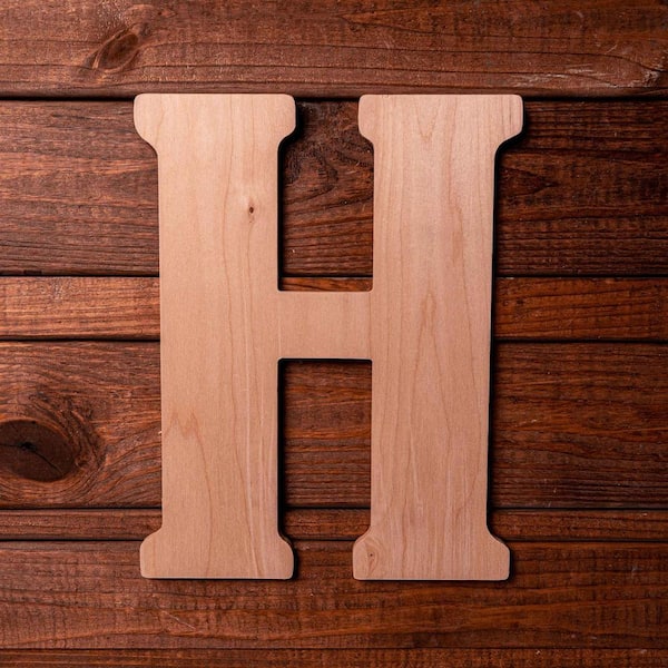 Jeff Mcwilliams Designs 23 Inch Unfinished Wood Letter H Initial Monogram Door Hanger Wall Decor Baby Alphabet For Birthday Wedding Hd Vintage - Wood Letter Wall Art