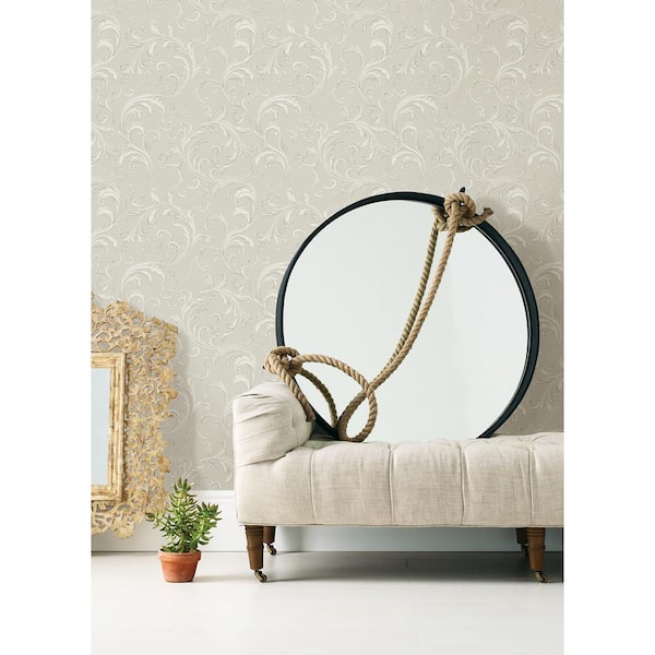 Noemi Silver Acanthus Vinyl Wallpaper