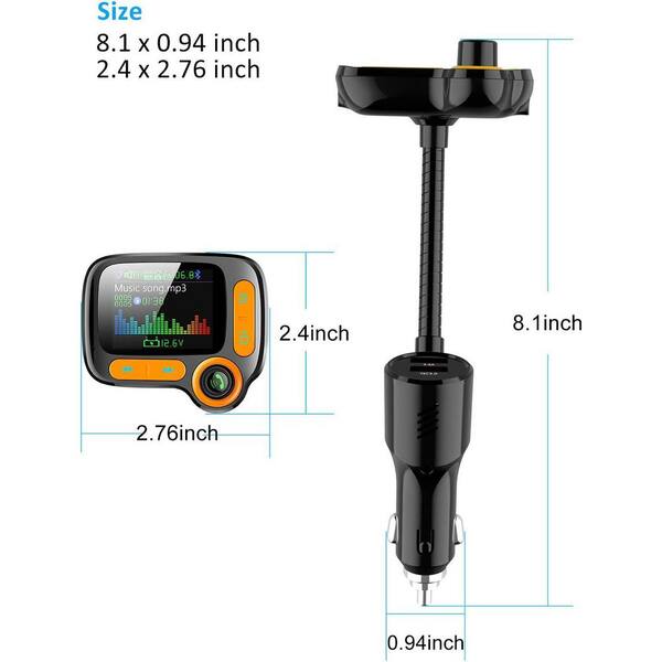 OBJLGEV Bluetooth FM Transmitter Car Adapter Wireless Handsfree