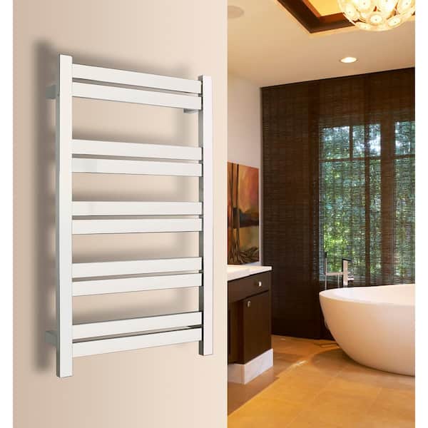 10-Bar Grande Towel Warmer, Hardwired, Polished Stainless Steel